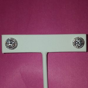 •NEW• Gorgeous CZ Halo Earrings Sterling Silver